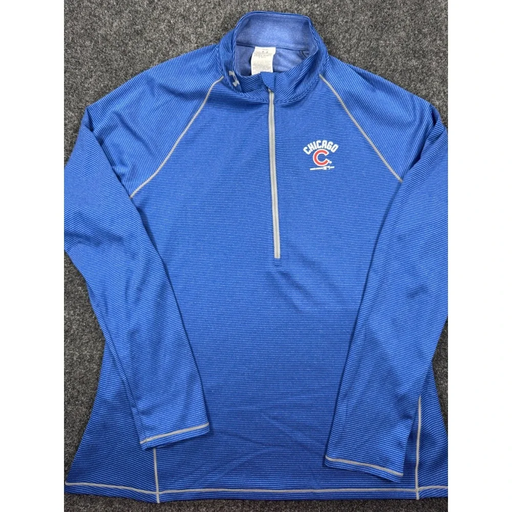 Under Armour Chicago Cubs Womens XL 1/4 Zip Pullover Blue MLB Fitted
